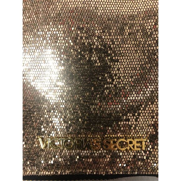 Victoria’s Secret Women’s Gold Shimmery Zip Up Makeup Cosmetic Bag - Picture 2 of 6